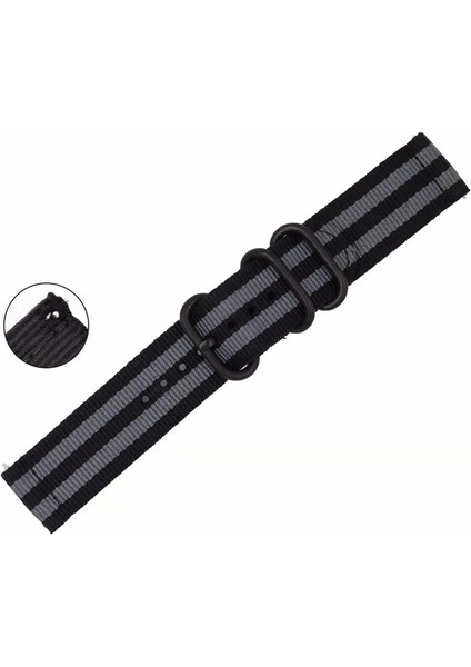 20MM Naylon Watch Band Kayışı Samsung Galaxy Watch4 20MM Klasik 46MM 42MM/WATCH4 44MM 40MM/WATCH Active 2/huawei Watch 42MM - Siyah/gri (Yurt Dışından) fırsatları