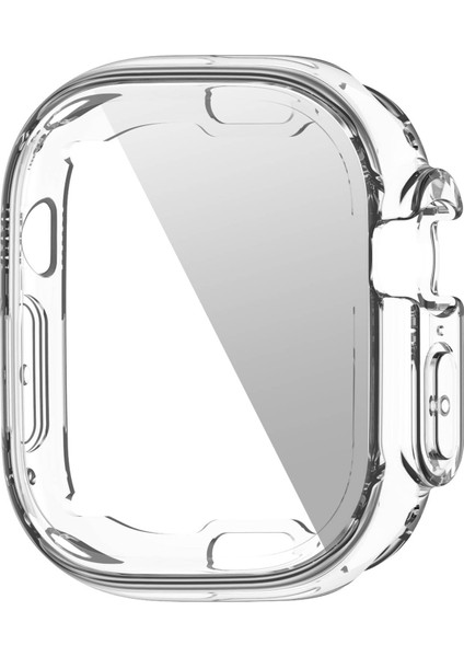 Apple Watch Ultra 49MM Yumuşak Şeffaf Tpu All -Around Koruyucu Kılıf Elektrokaplama Metal Renk Çerçevesi Kapağı - Şeffaf (Yurt Dışından)