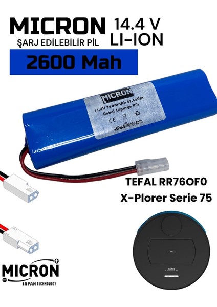 Tefal RR76OF0 X-Plorer Serie 75 Robot Süpürge Için 14.4V 2600MAH Robot Süpürge Pili Bataryası