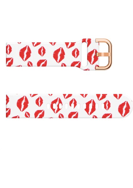 Samsung Galaxy 20MM Desen Baskı Silikon Saat Kayışı Aktif Pin Buckle Watch Wrist Band - Kırmızı Dudak (Yurt Dışından) fiyatları