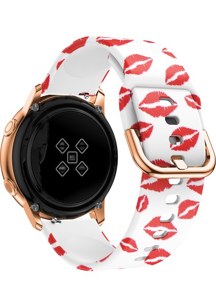 Samsung Galaxy 20MM Desen Baskı Silikon Saat Kayışı Aktif Pin Buckle Watch Wrist Band - Kırmızı Dudak (Yurt Dışından) fırsatları