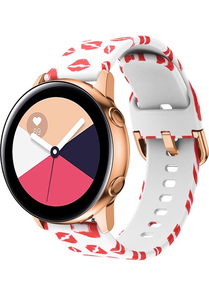 Samsung Galaxy 20MM Desen Baskı Silikon Saat Kayışı Aktif Pin Buckle Watch Wrist Band - Kırmızı Dudak (Yurt Dışından) indirimleri
