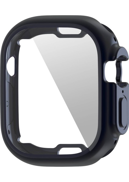 Apple Watch Ultra 49MM Yumuşak Şeffaf Tpu All -Around Koruyucu Kılıf Elektrokaplama Metal Renk Çerçevesi Kapağı - Kararık (Yurt Dışından)