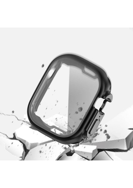 Apple Watch Ultra 49MM Yumuşak Şeffaf Tpu Çok Yönlü Koruyucu Kasa Elektrokaplama Metal Renk Çerçevesi Kapağı - Geceyarısı Mavisi (Yurt Dışından) modelleri