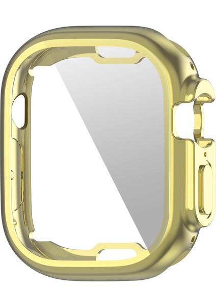 Apple Watch Ultra 49MM Yumuşak Şeffaf Tpu Çok Yönlü Koruyucu Kasa Elektrokaplama Metal Renk Çerçevesi Kapağı - Altın (Yurt Dışından)