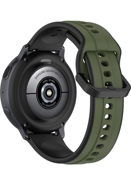 Samsung Galaxy Active2 44MM 40MM Spor Bantları Çift Renk 20MM Silikon Yedek Kayış - Koyu Yeşil/siyah (Yurt Dışından)