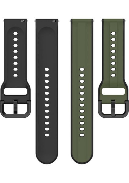 Samsung Galaxy Active2 44MM 40MM Spor Bantları Çift Renk 20MM Silikon Yedek Kayış - Koyu Yeşil/siyah (Yurt Dışından) fırsatları