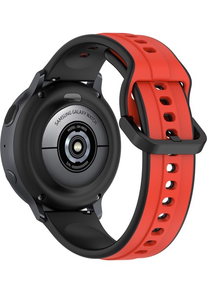 Samsung Galaxy Active2 44MM 40MM Spor Bantları Çift Renk 20MM Silikon Yedek Kayış - Kırmızı/siyah (Yurt Dışından)