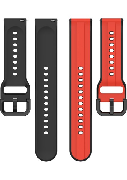 Samsung Galaxy Active2 44MM 40MM Spor Bantları Çift Renk 20MM Silikon Yedek Kayış - Kırmızı/siyah (Yurt Dışından) fırsatları