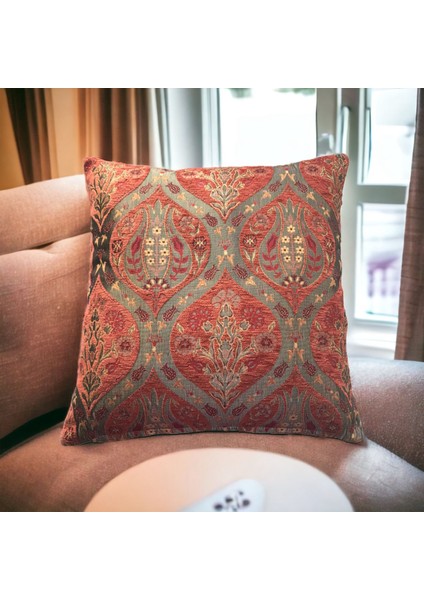 Pıllows Store Osmanlı Kiremit Lale Desenli Kırlent Kılıfı 45CM*45CM