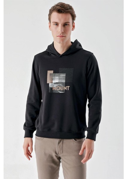 Slim Fit Kapşonlu Önü Baskılı 2 İplik Erkek Sweatshirt fırsatları