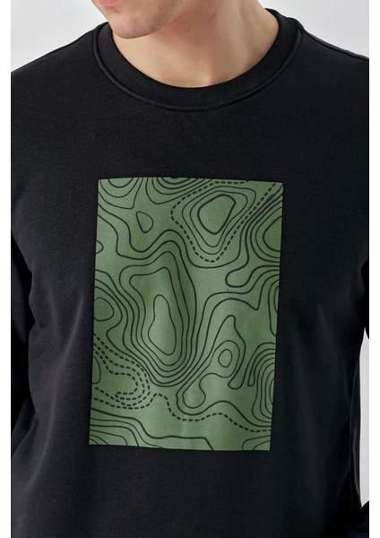 Slim Fit Bisiklet Yaka Önü Baskılı 2 İplik Erkek Sweatshirt indirimleri