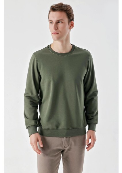 Slim Fit Bisiklet Yaka Düz Renk 2 İplik Erkek Sweatshirt fiyatları