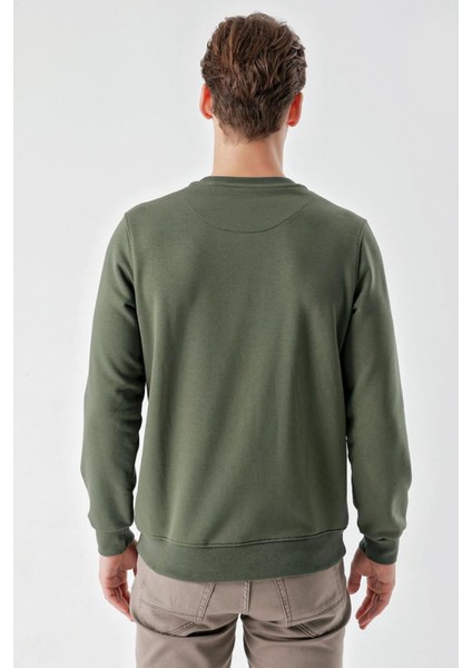 Slim Fit Bisiklet Yaka Düz Renk 2 İplik Erkek Sweatshirt indirimleri