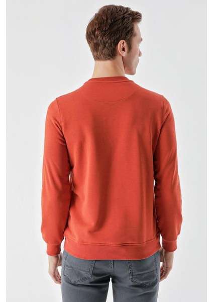 Slim Fit Bisiklet Yaka Önü Baskılı 2 İplik Erkek Sweatshirt indirimleri