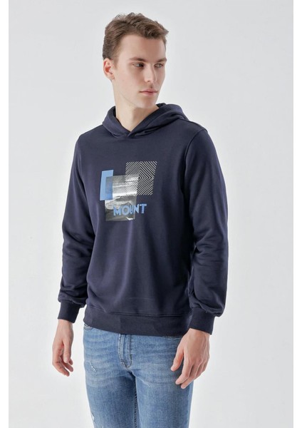 Slim Fit Kapşonlu Önü Baskılı 2 İplik Erkek Sweatshirt fırsatları