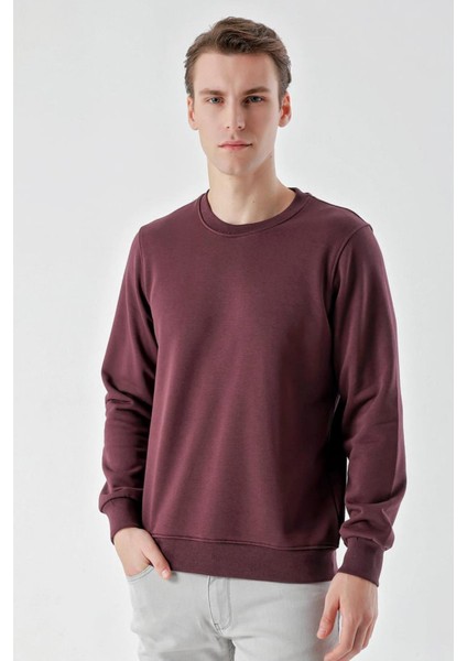 Slim Fit Bisiklet Yaka Düz Renk 2 İplik Erkek Sweatshirt fırsatları