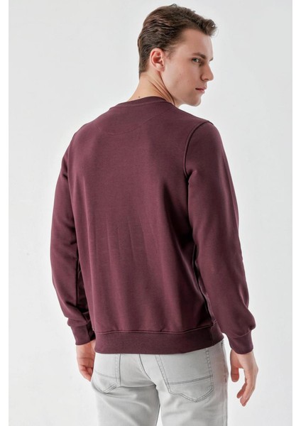 Slim Fit Bisiklet Yaka Düz Renk 2 İplik Erkek Sweatshirt indirimleri