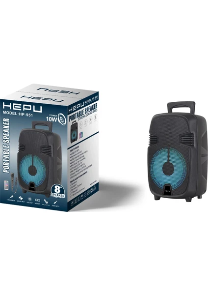 Hepu 951 Tws Bluetooth Speakers  Parti Hoparlörü  Mikrofonlu 8 Inc Subwoofer