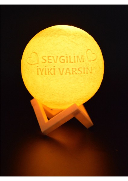 12cm Sevgilim İyiki Varsın Kare Standlı Ay Küresi neon led lamba hediyelik eşya avize masa lambası gece lambası moon yılbaşı hediye
