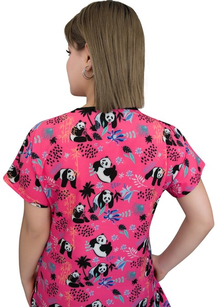 Pembe Panda Desenli Likralı Üst Forma modelleri
