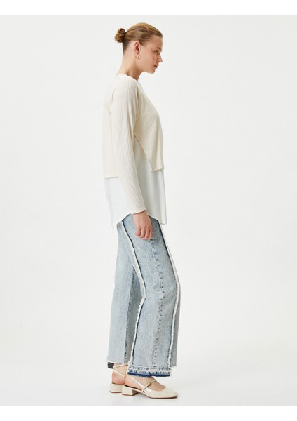 Çift Parça Görünümlü Bluz Uzun Kollu Bisiklet Yaka fiyatları