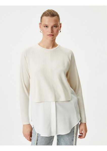 Çift Parça Görünümlü Bluz Uzun Kollu Bisiklet Yaka modelleri