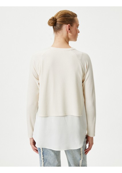 Çift Parça Görünümlü Bluz Uzun Kollu Bisiklet Yaka fırsatları