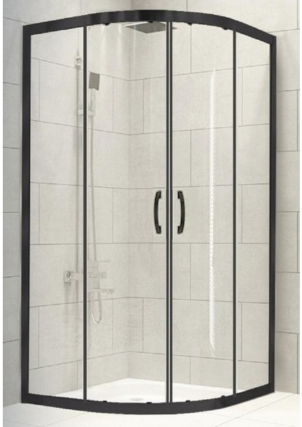 Duşakabin Oval Siyah 5mm Şeffaf Yükseklik 190 cm