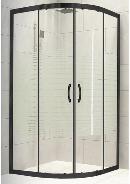 Duşakabin Oval Siyah 5mm Çizgili Yükseklik 190 cm