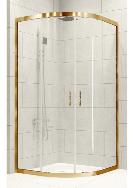 Duşakabin Oval Altın 5mm Şeffaf Yükseklik 190 cm