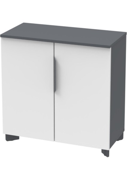 Ofisimi Tidy Boy Kapaklı Beyaz 81 cm Dolap (Lake Beyaz/antrasit)