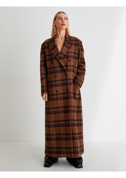 Oversize Kaşe Kaban Uzun Kruvaze Düğmeli Cepli modelleri