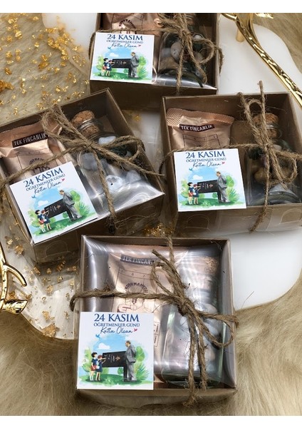 5 Adet Öğretmenler Gününe Özel Kahve ve Çakıltaşı Paketi