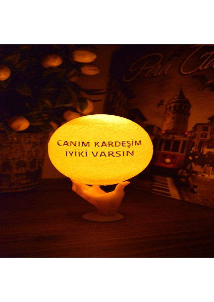12CM Canım Kardeşim Iyiki Varsın Standlı Ay Küresi Neon LED Lamba Hediyelik Eşya Avize Masa Lambası Gece Lambası Moon Yılbaşı Hediye