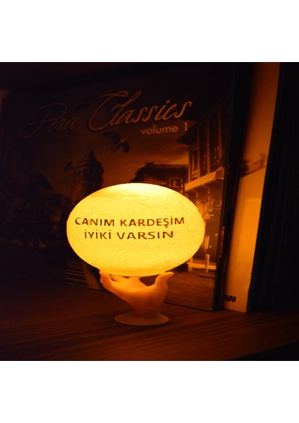 12CM Canım Kardeşim Iyiki Varsın Standlı Ay Küresi Neon LED Lamba Hediyelik Eşya Avize Masa Lambası Gece Lambası Moon Yılbaşı Hediye