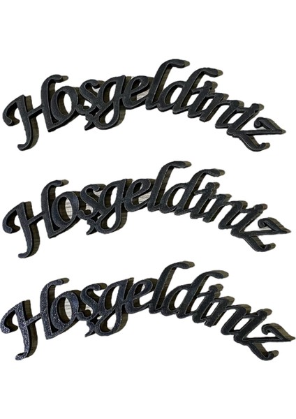 Ahşap Dekoratif 3'lü Hoşgeldiniz Yazısı Siyah