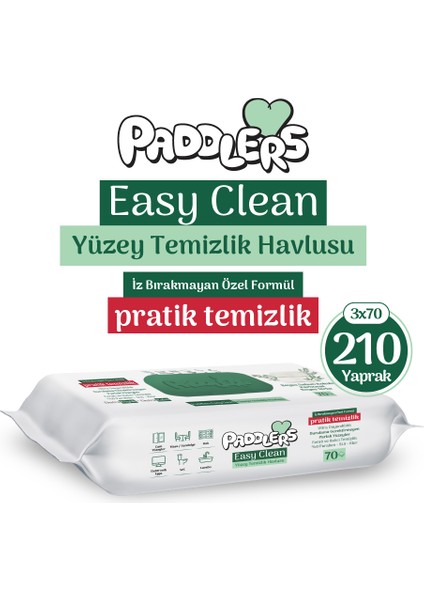 Easy Clean Beyaz Sabun Katkılı Yüzey Temizlik Havlusu 3X70 (210 Yaprak)