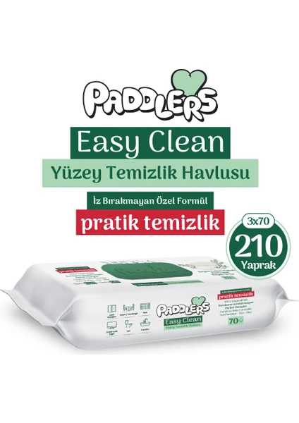 Easy Clean Beyaz Sabun Katkılı Yüzey Temizlik Havlusu 3X70 (210 Yaprak)