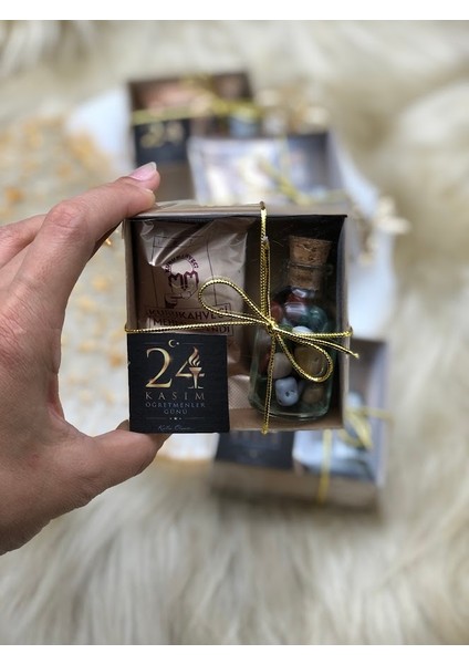 5 Adet Öğretmenler Gününe Özel Kahve ve Çakıltaşı Paketi