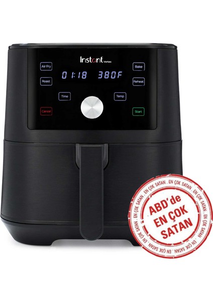 Vortex 4'ü 1 Arada 3.8 Litre İşlevli Yapışmaz ve Yıkanabilir Sepetli Air Fryer