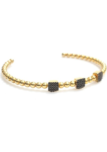 925 Ayar Gümüş Toplu Siyah Taşlı Bilezik