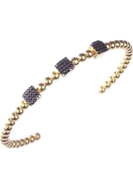 925 Ayar Gümüş Toplu Siyah Taşlı Bilezik fırsatları