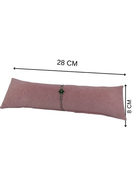 Süet Uzun Pembe Bileklik & Saat ve Kelepçe Yastığı 8X28 cm fiyatları