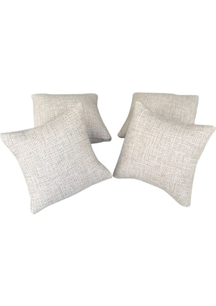 Yastık Düzenleyici (4 Adet) Hasır Keten Bileklik & Saat ve Kelepçe 8x8 cm