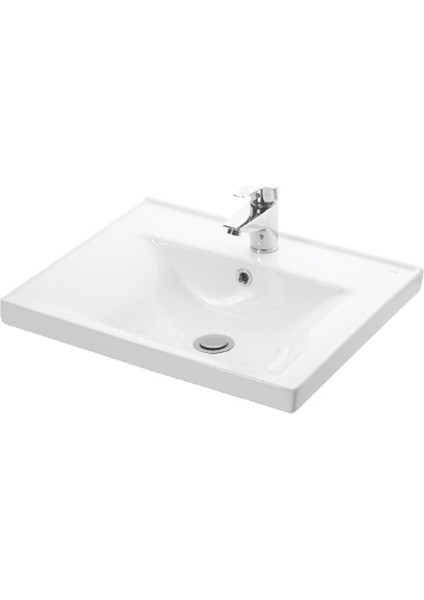 Çiğdem 55 cm Antrasit Gri Mat-Atlantik Çam Mdf Seramik Lavabolu Asma Banyo Dolabı Takımı