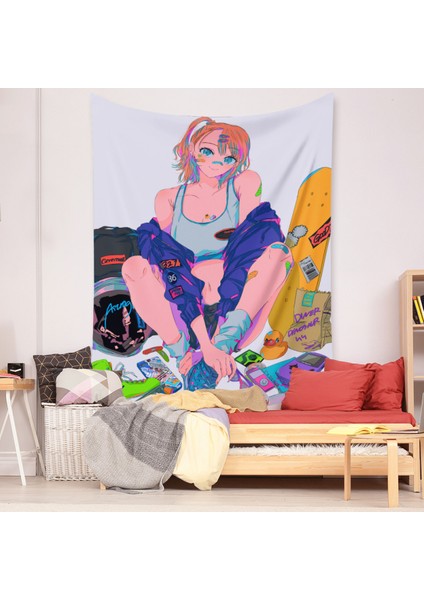 Anime Goblen Estetik Sanat Ev Arka Plan Kumaş Dekor Hediye Boho Goblen Oturma Odası Için Yatak Odası Dekoru (614-17, 59X79 Inç) (Yurt Dışından) modelleri