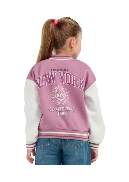 Kız Çocuk Nyc Nakışlı Uzun Kollu Çıtçıtlı Kolej Hırka 9-12 Yaş