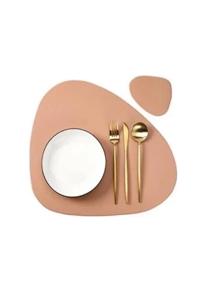 CD Pembe Kalp Pili ve Bardak Altlığı Inyahome Düzensiz Şekil Pu Deri Servis Altlığı Seti Yağa Dayanıklı Mutfak Masaları Için Su Geçirmez Bistro Masaları Barlar Kahve Dükkanları Oteller (Yurt Dışından)