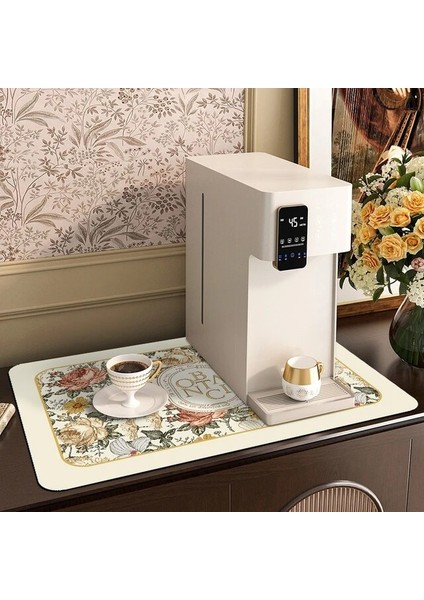 Drenaj Pedi F Xl 40 x 60CM Dikdörtgen Drenaj Pad Çiçek Desenli Masa Kahve Altlığı Hızlı Bulaşık Kurutma Paspasları Ev Dekorasyon Drenaj Placemat Mutfak Aksesuarları (Yurt Dışından)